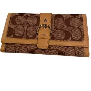 Coach Signature canvas and leather continental wallet